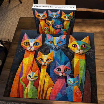 Geometric Art Cat Jigsaw Puzzle 1000 Pieces